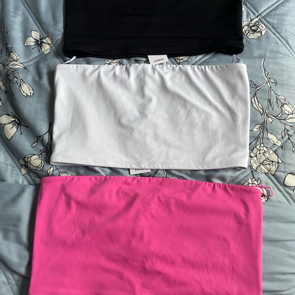 Express Black, White, and Pink Crop Tops